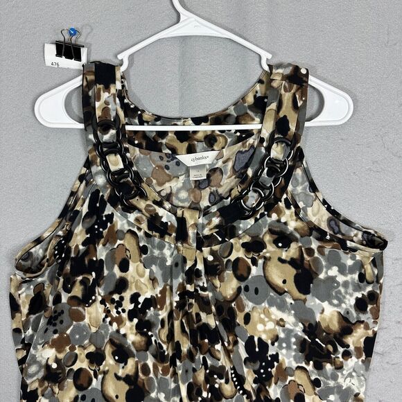 CJ Banks Tank Top Womens Blouse Black Multi Color Sheer Size 1X - Picture 4 of 15